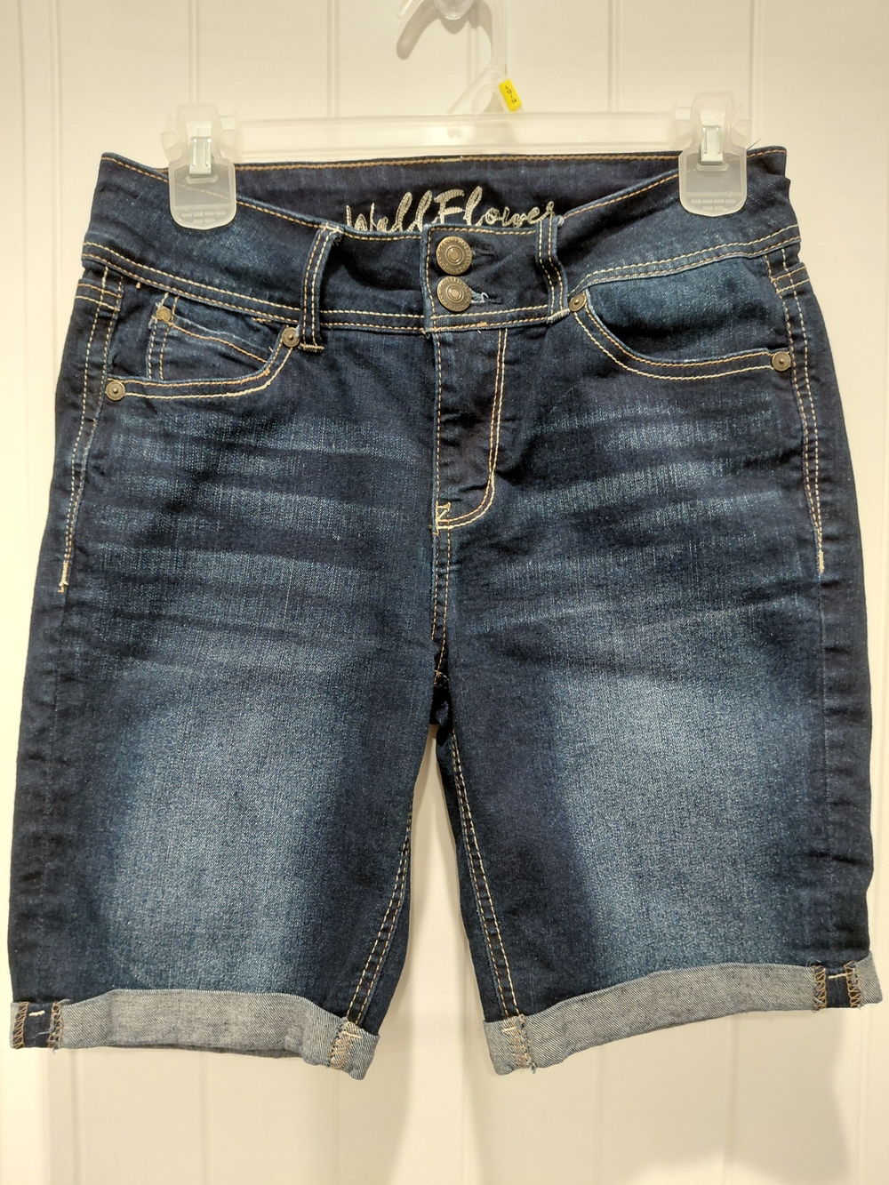 Wallflower Indigo Roll-Cuff Denim Bermuda Shorts